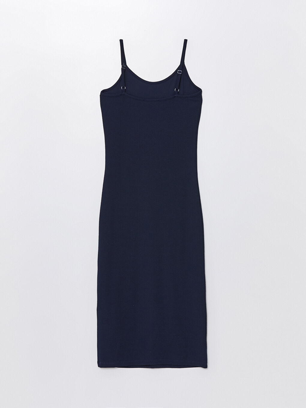 Lacivert U Yaka Düz Askılı Kadın Elbise-6