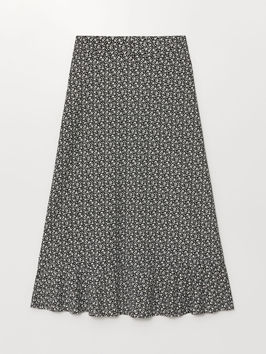 Siyah Beli Lastikli Çiçekli Kadın Etek-5