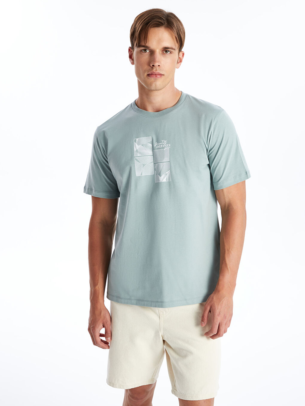 Crew Neck Short Sleeve Printed Combed Cotton Men's T-shirt -S4N864Z8-VGQ