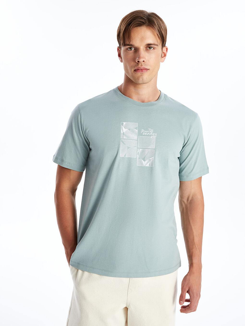 Crew Neck Short Sleeve Printed Combed Cotton Men's T-shirt -S4N864Z8-VGQ