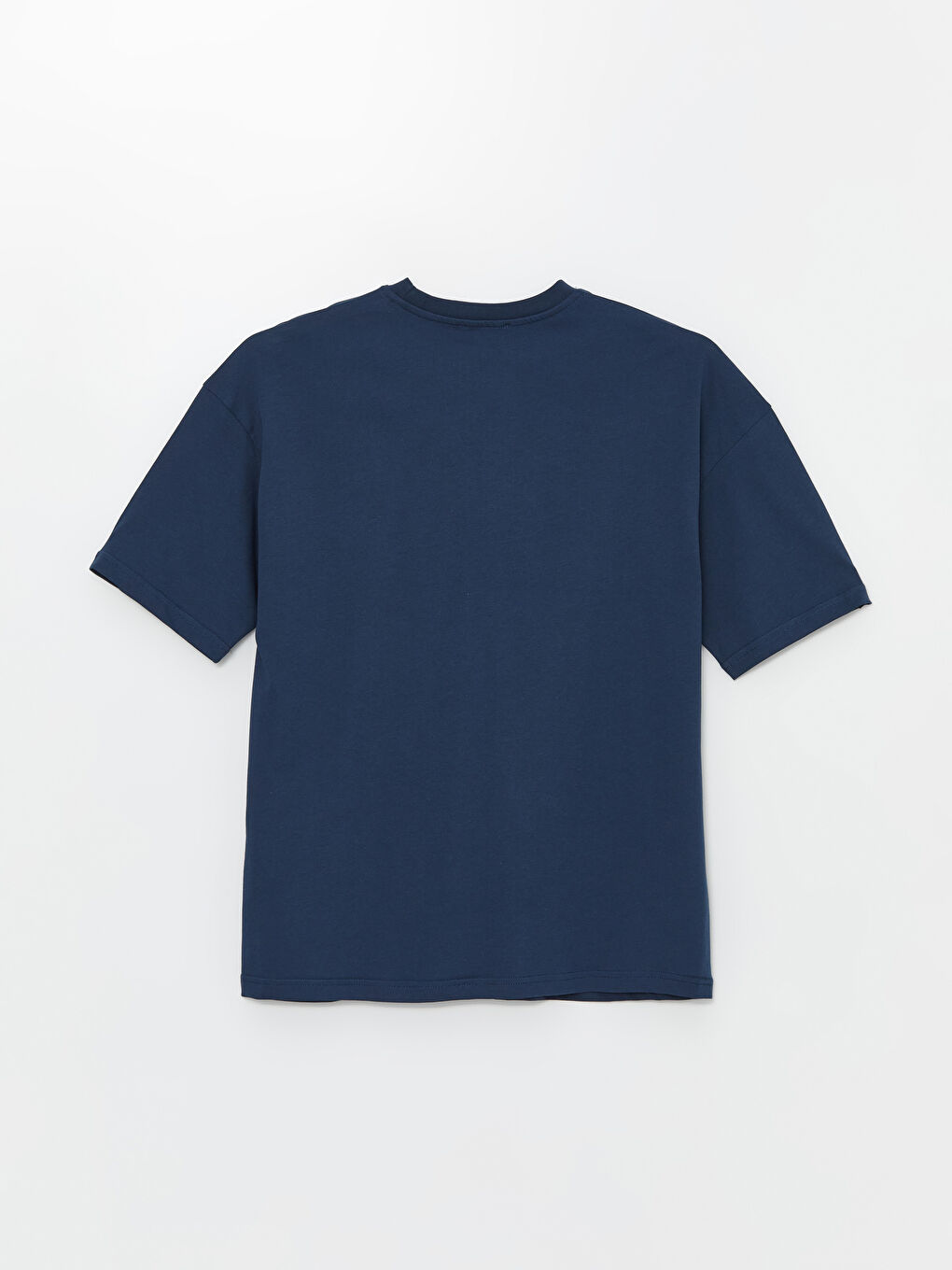 Lacivert Bisiklet Yaka Baskılı Kısa Kollu Kadın Tişört-6