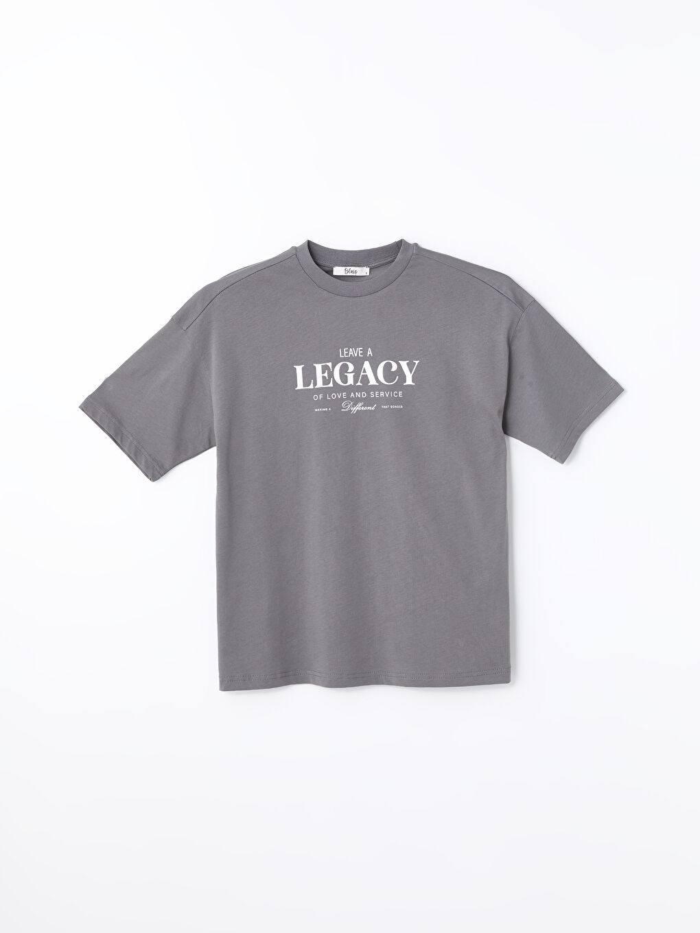 Antrasit Bisiklet Yaka Baskılı Kısa Kollu Kadın Tişört-4