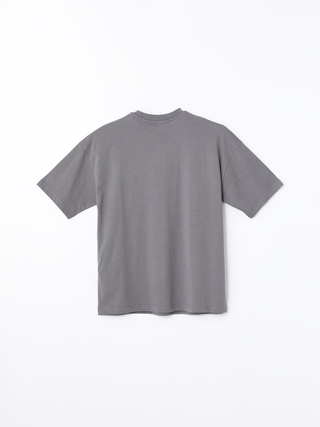 Antrasit Bisiklet Yaka Baskılı Kısa Kollu Kadın Tişört-5