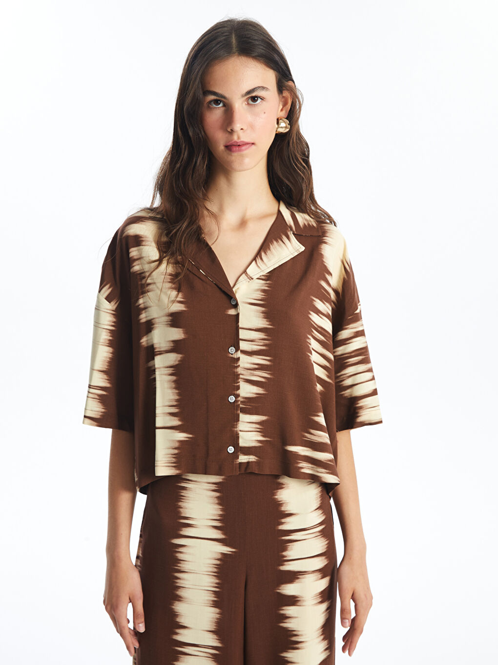 Patterned Oversize Women's Shirt -S4N980Z8-LQY