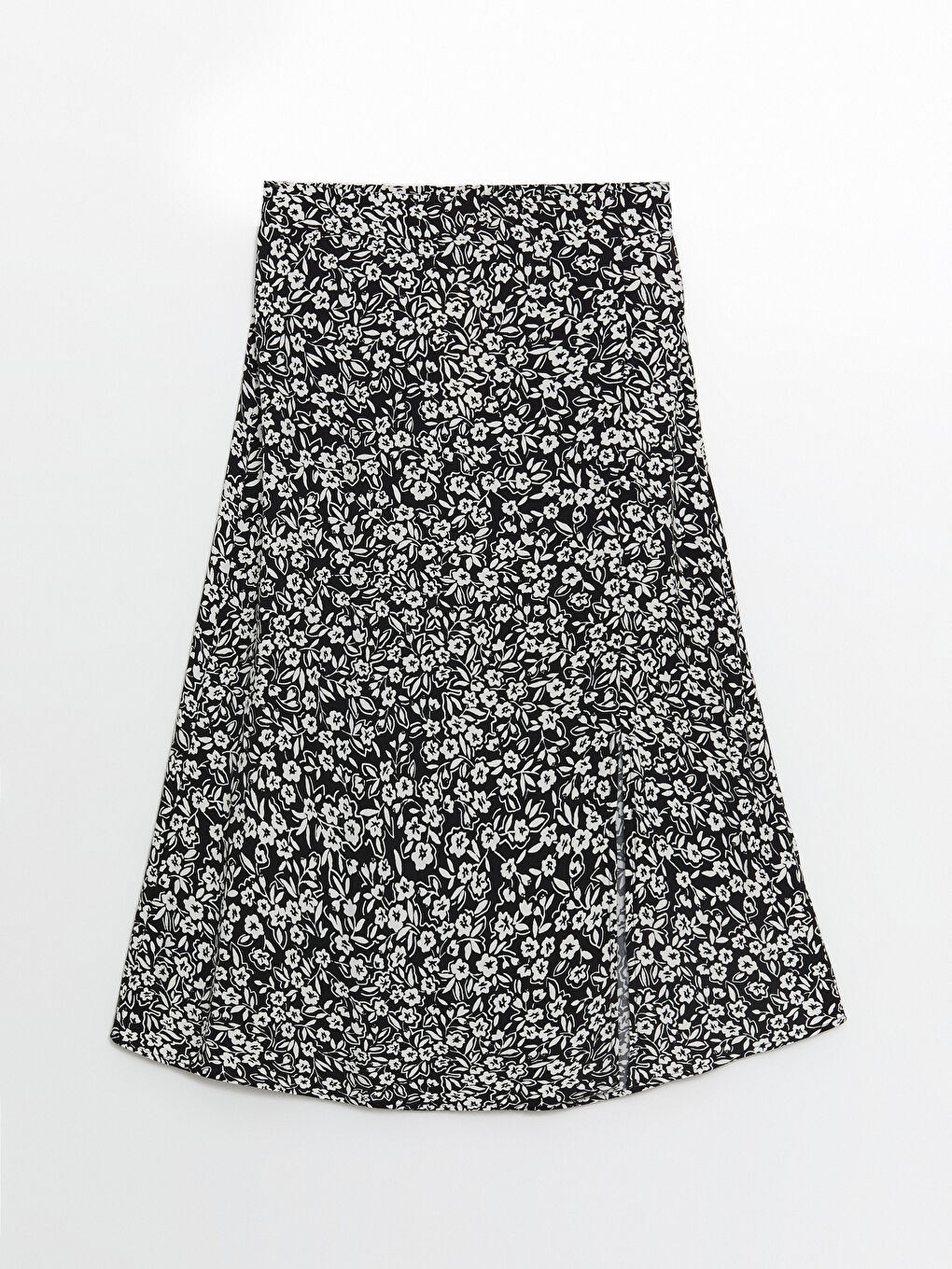 Siyah Beli Lastikli Çiçekli Kadın Etek-4