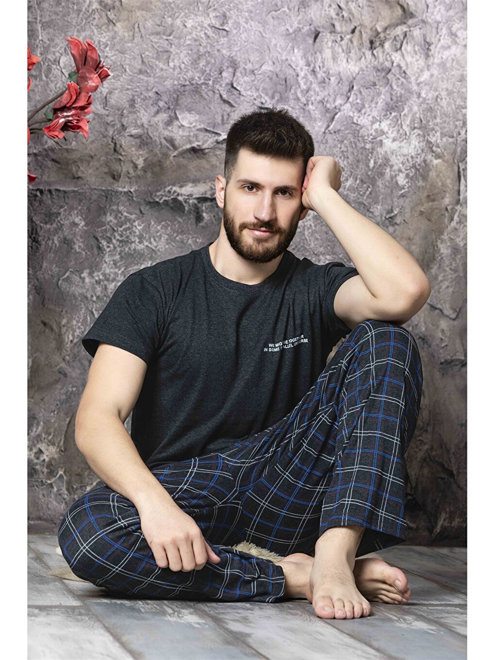 Antrasit Standart Kalıp Erkek Pijama Takımı