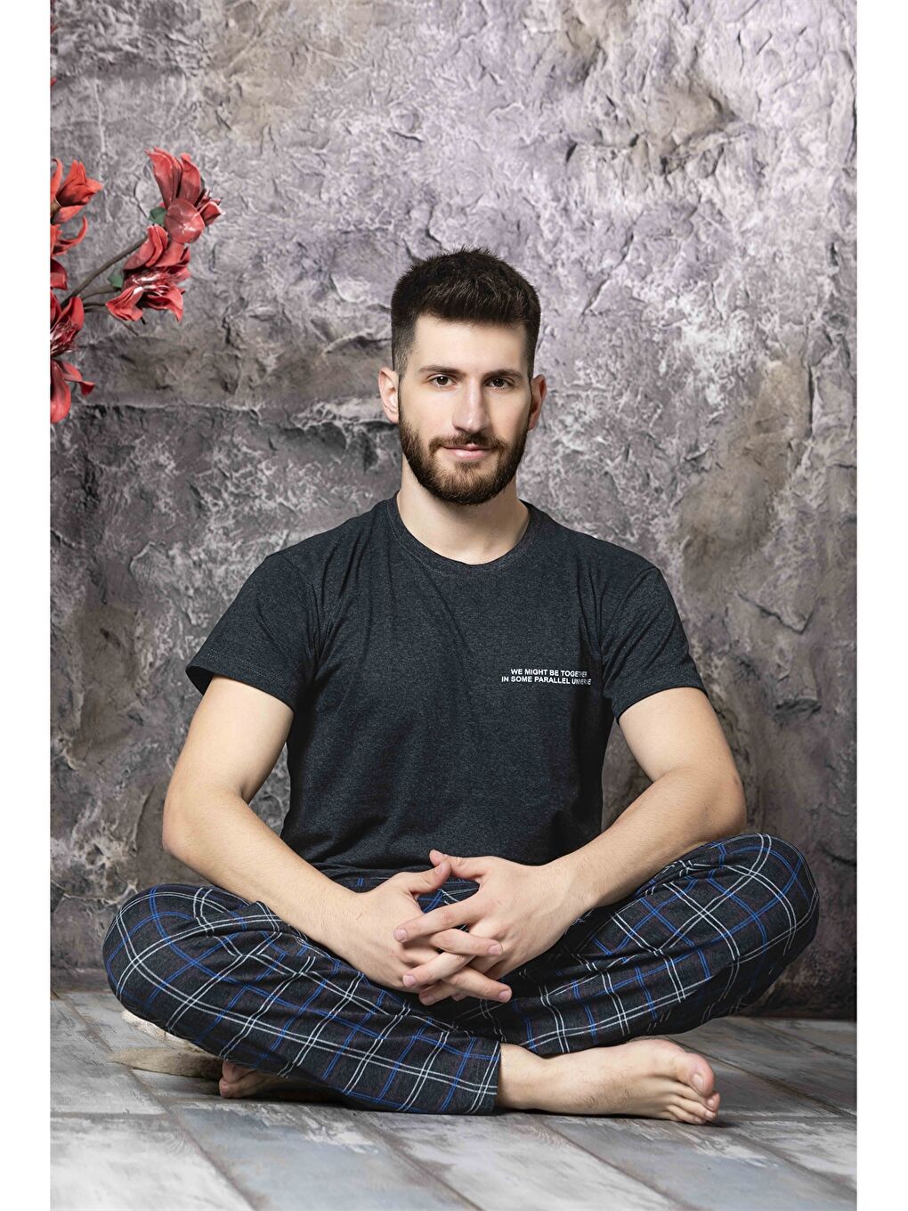 Antrasit Standart Kalıp Erkek Pijama Takımı-1