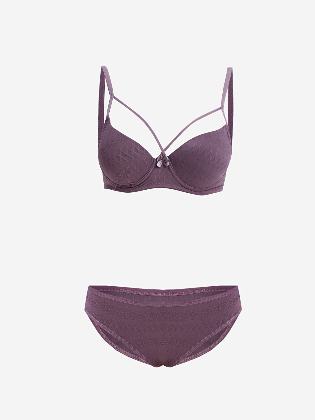 Bej Destekli Çapraz Sütyen Takım