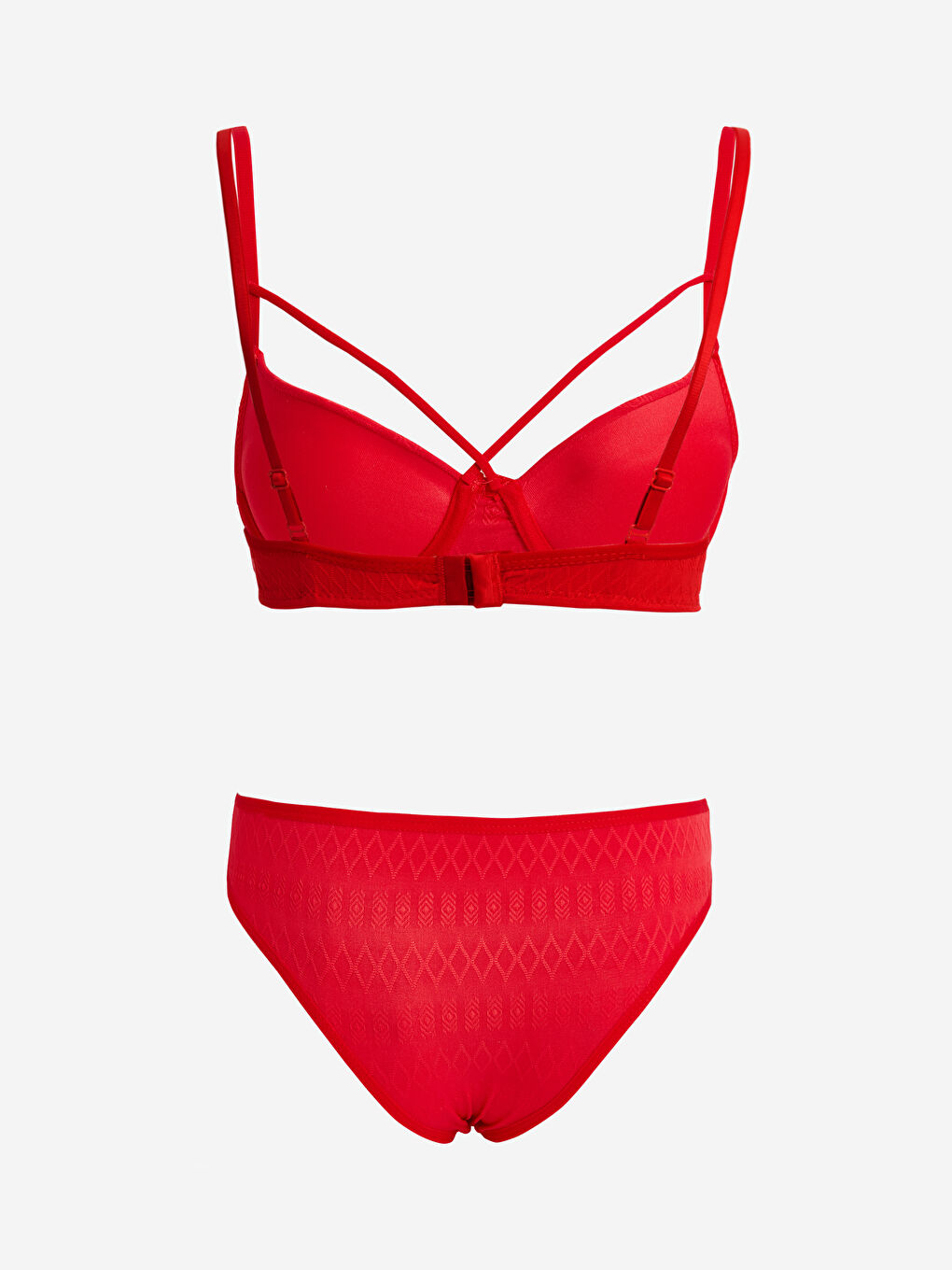 Kırmızı Destekli Çapraz Sütyen Takım-1