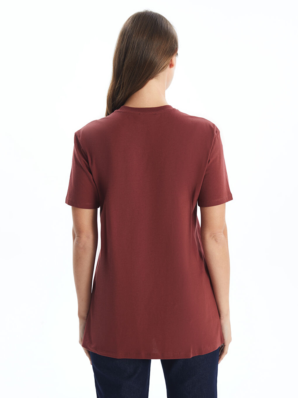 LCW Modest Bordo Bisiklet Yaka Baskılı Kadın Tunik - 3