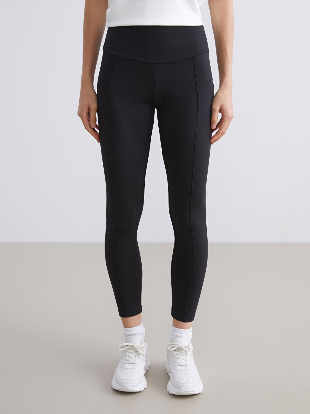 Siyah Beli Lastikli Kadın Spor Tayt-1