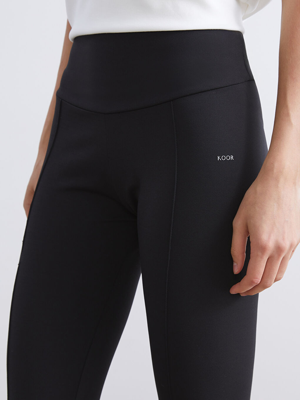 Siyah Beli Lastikli Kadın Spor Tayt-2