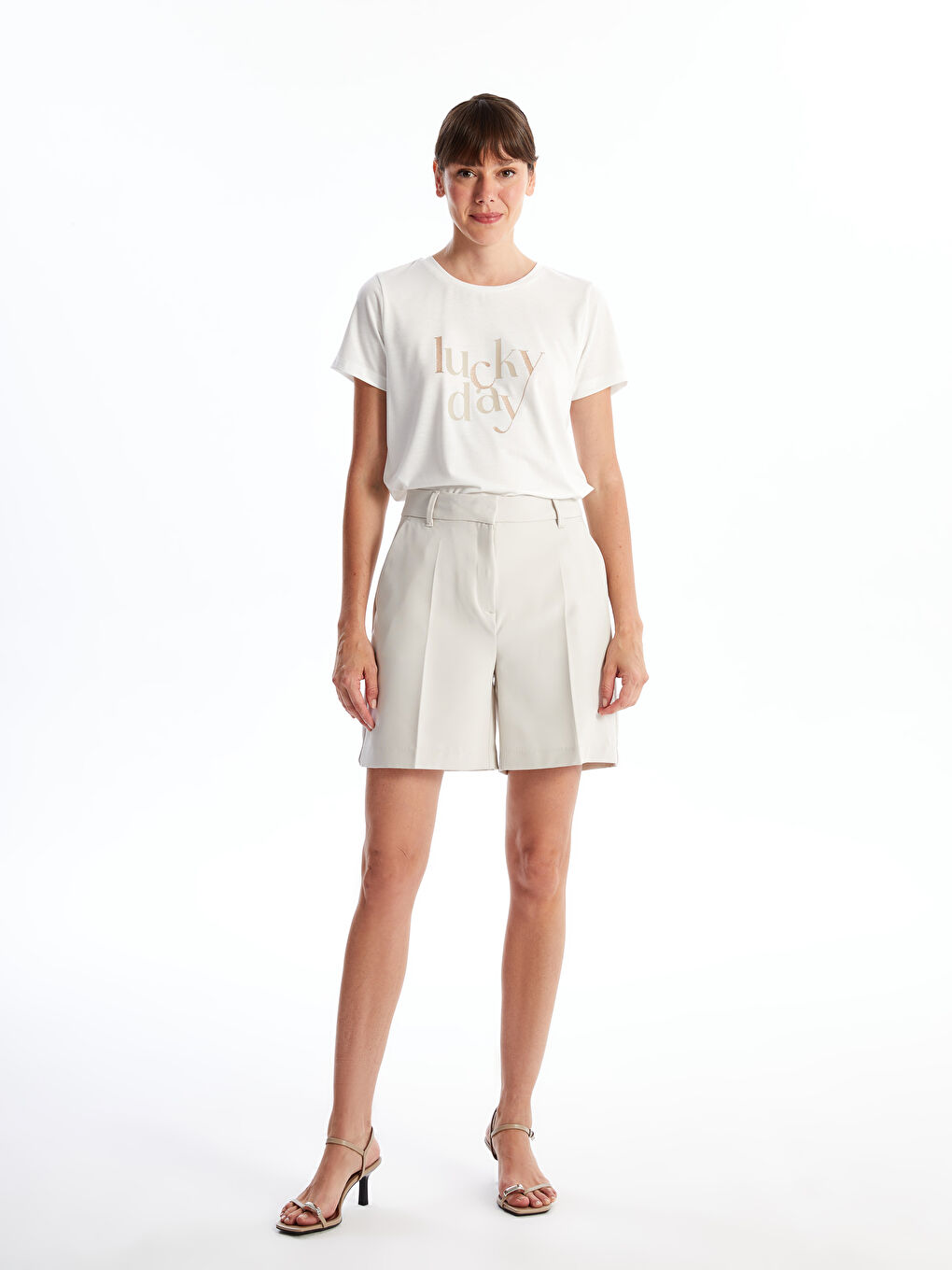 Crew Neck Printed Short Sleeve Women's T-shirt -S4NB34Z8-R9J