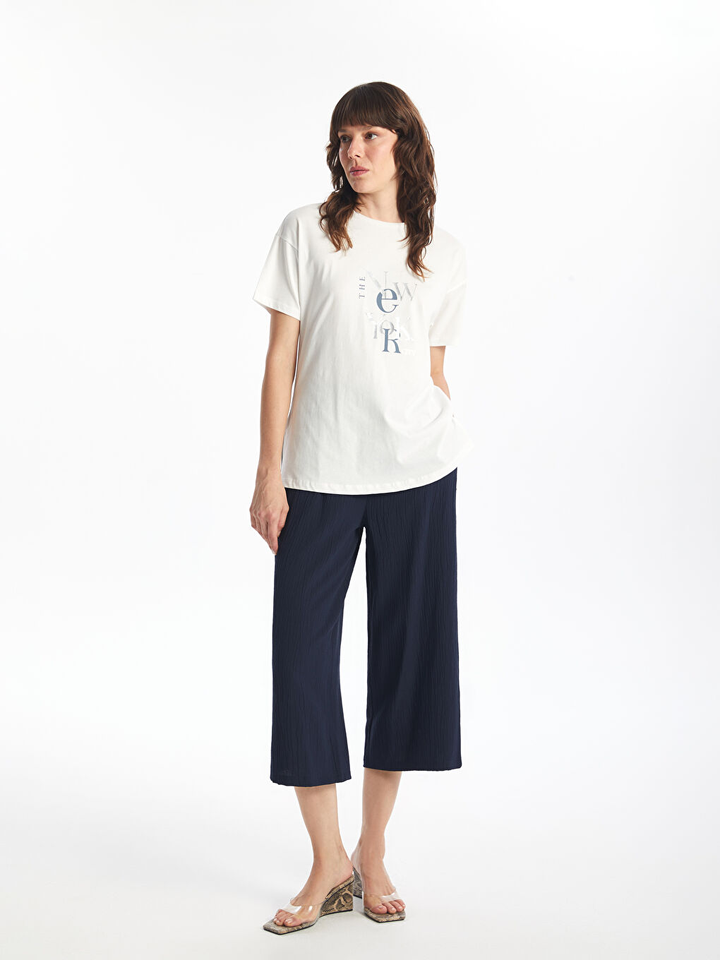 Crew Neck Printed Short Sleeve Women's T-shirt -S4NB54Z8-R9J