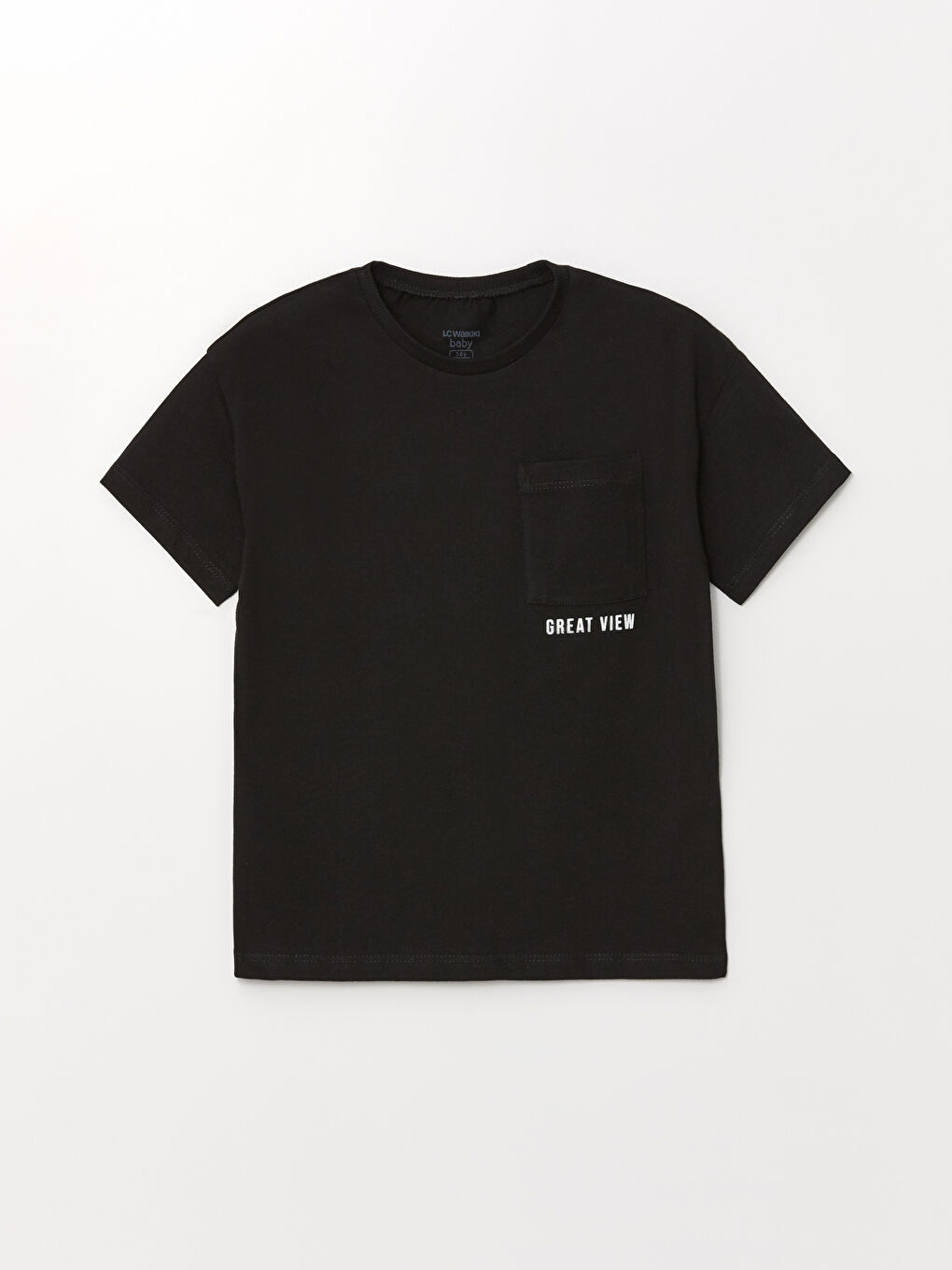 Siyah Bisiklet Yaka Kısa Kollu Baskılı Erkek Bebek Tişört