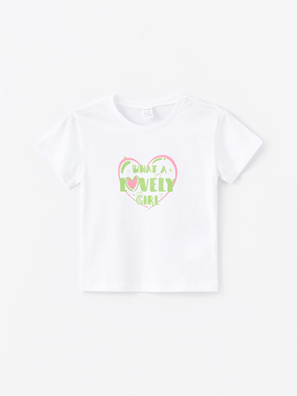 Beyaz Bisiklet Yaka Kısa Kollu Baskılı Kız Bebek Tişört ve Tayt 2'li Takım-1