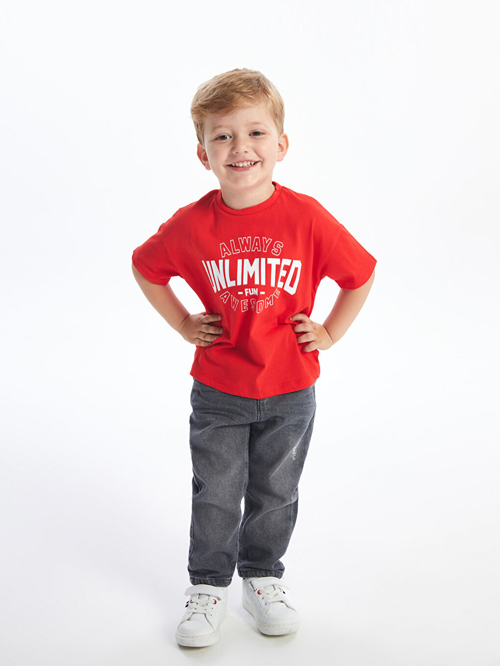 Kırmızı Bisiklet Yaka Kısa Kollu Baskılı Erkek Bebek Tişört-1