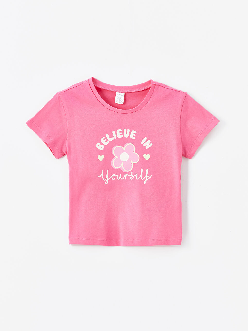 Pembe Bisiklet Yaka Kısa Kollu Baskılı Kız Bebek Tişört ve Tayt 2'li Takım-1