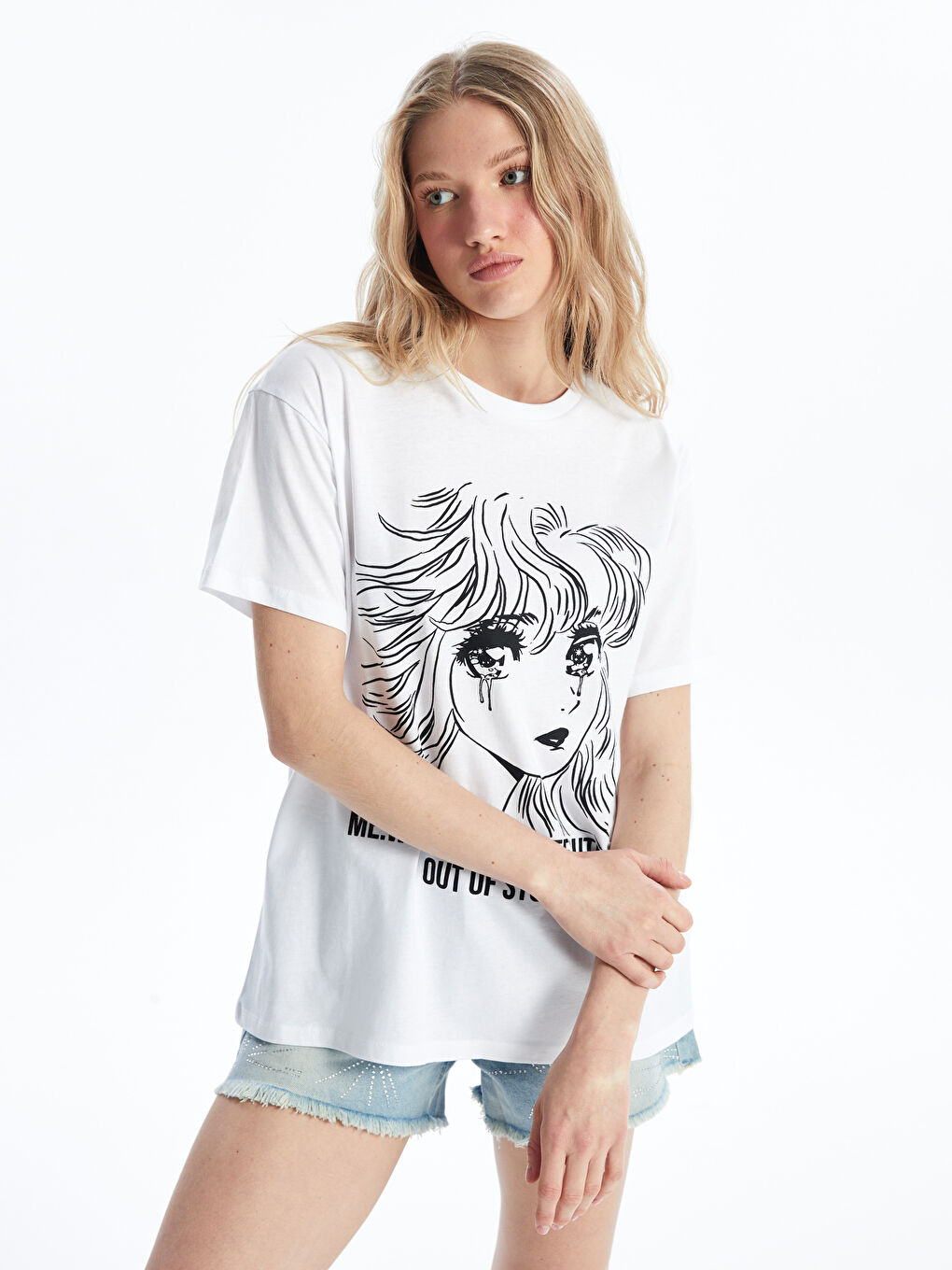 Crew Neck Printed Short Sleeve Women's T-shirt -S4NC74Z8-Q6K