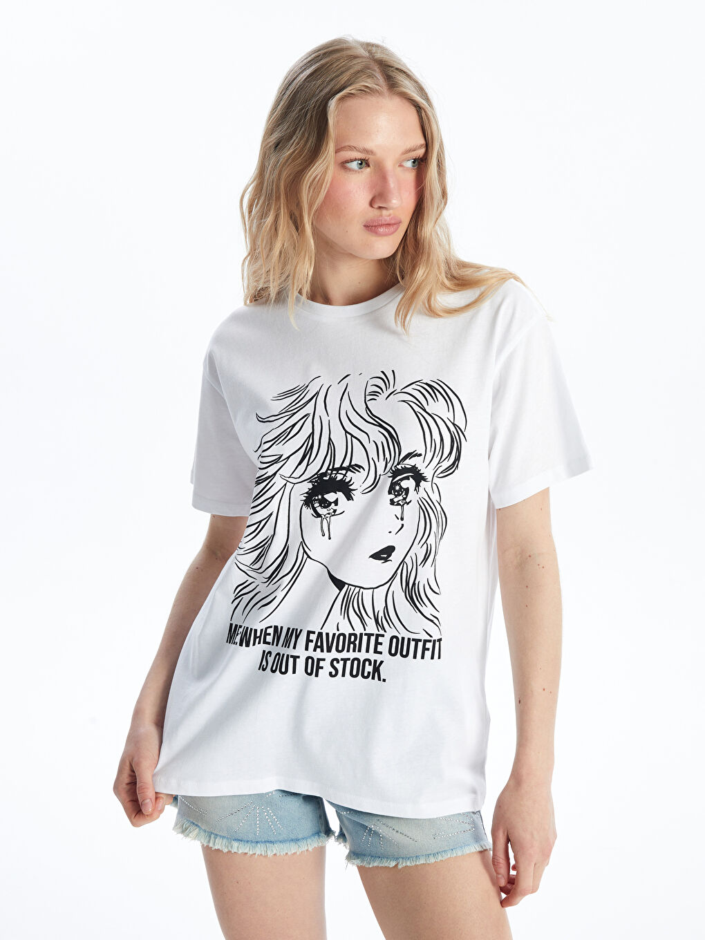 Crew Neck Printed Short Sleeve Women's T-shirt -S4NC74Z8-Q6K