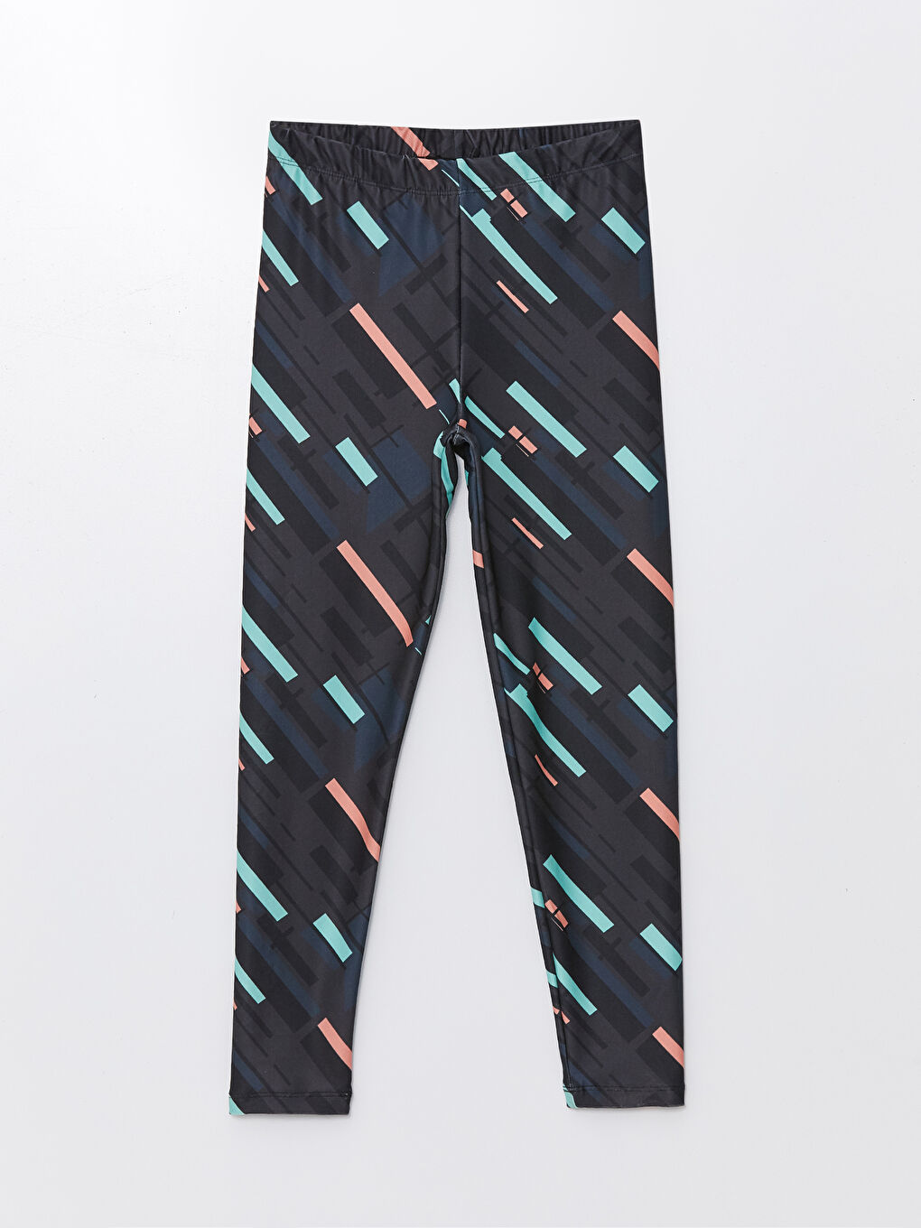 Antrasit Beli Lastikli Baskılı Kız Çocuk Tayt