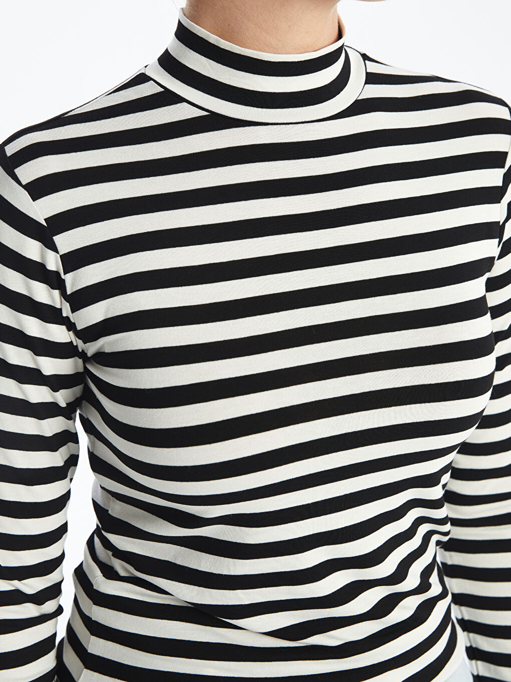 High Neck Striped Long Sleeve Women's Body -S4ND18Z8-LEG