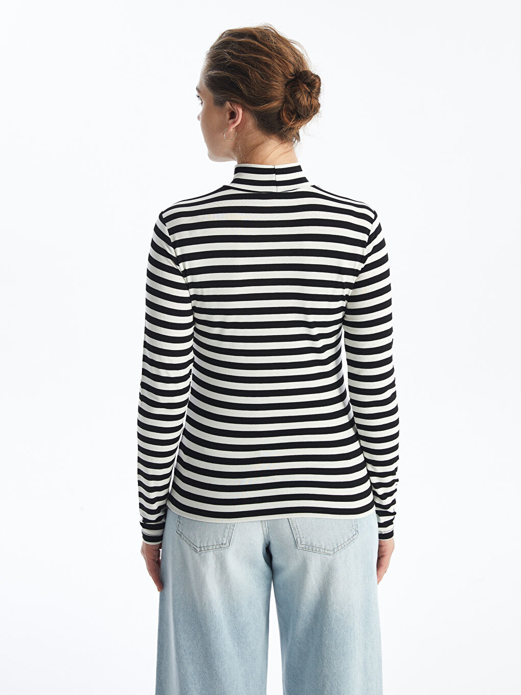 High Neck Striped Long Sleeve Women's Body -S4ND18Z8-LEG
