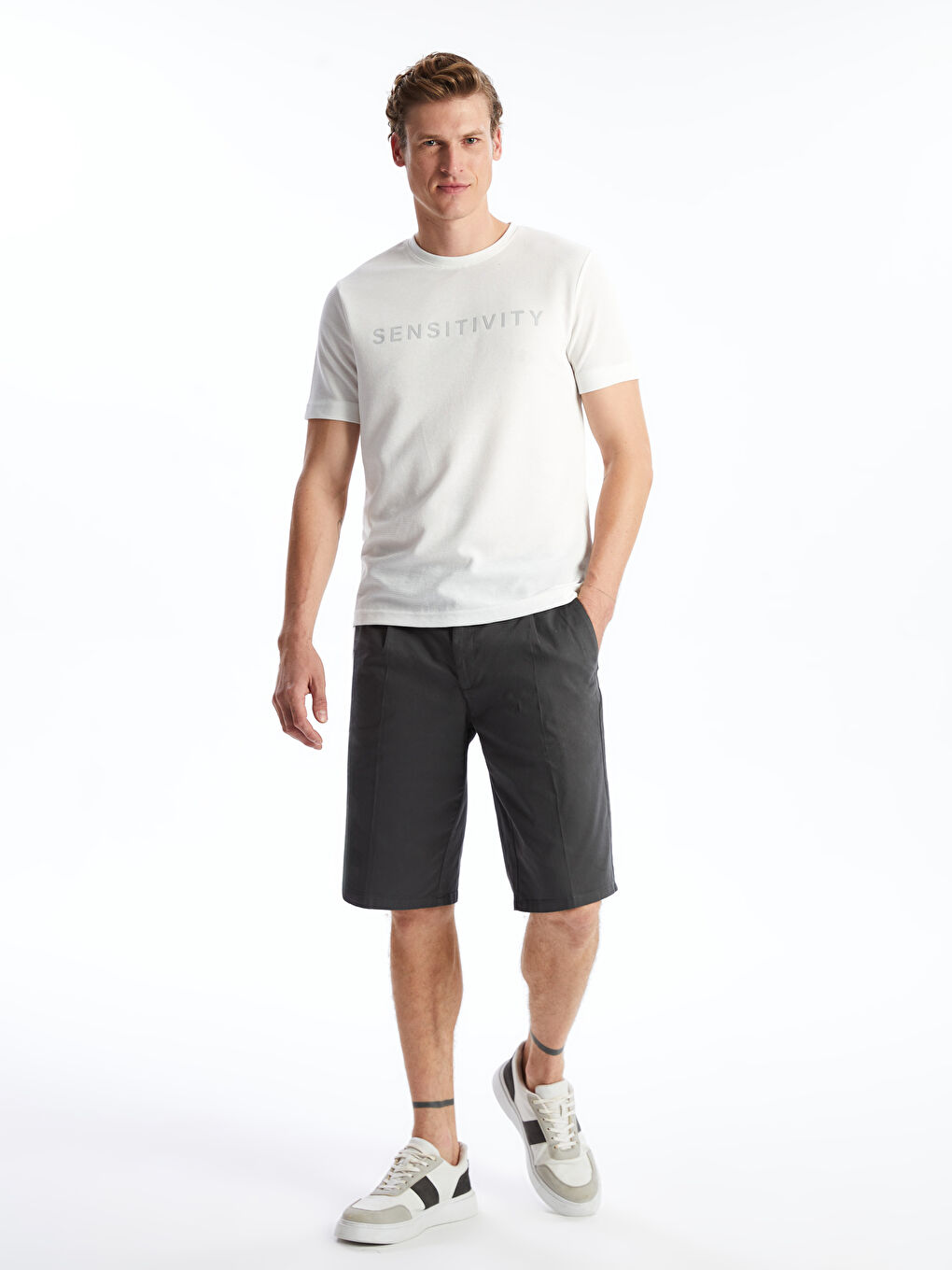 Comfort Fit Gabardine Men's Bermuda Shorts -S4ND67Z8-JQN
