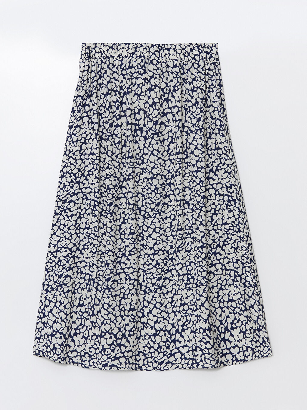 Lacivert Beli Lastikli Desenli A Kesim Kadın Etek-5