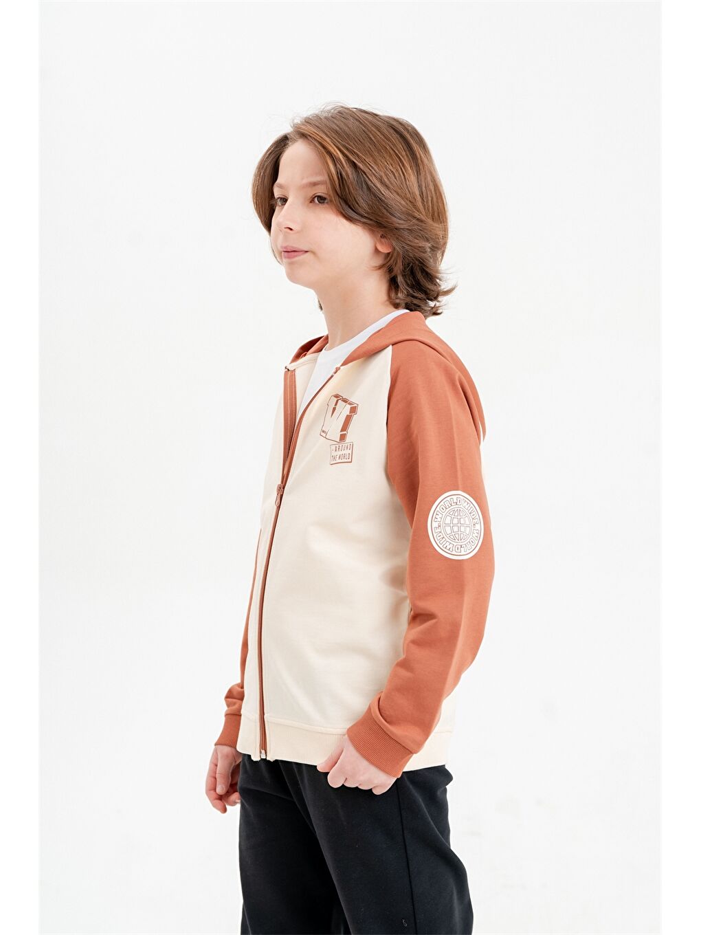 Mışıl Kids Kahverengi Kapüşonlu Erkek Çocuk Fermuarlı Sweatshirt - 7