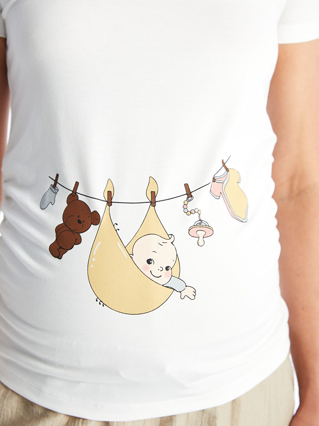 Crew Neck Printed Short Sleeve Maternity T-shirt -S4NE53Z8-FDU