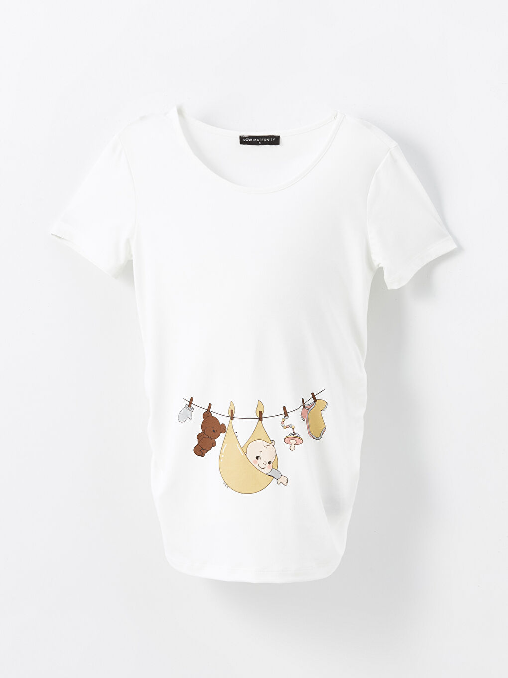 Crew Neck Printed Short Sleeve Maternity T-shirt -S4NE53Z8-FDU