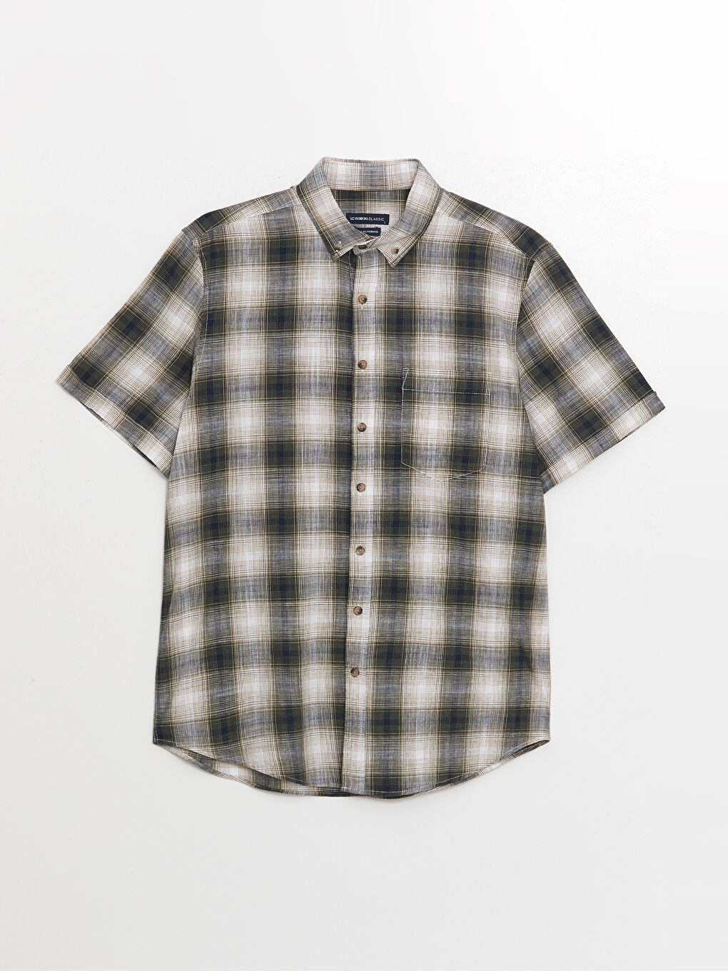 Regular Fit Short Sleeve Plaid Poplin Men's Shirt -S4NE72Z8-LME