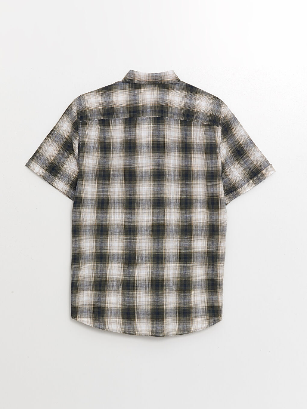 Regular Fit Short Sleeve Plaid Poplin Men's Shirt -S4NE72Z8-LME