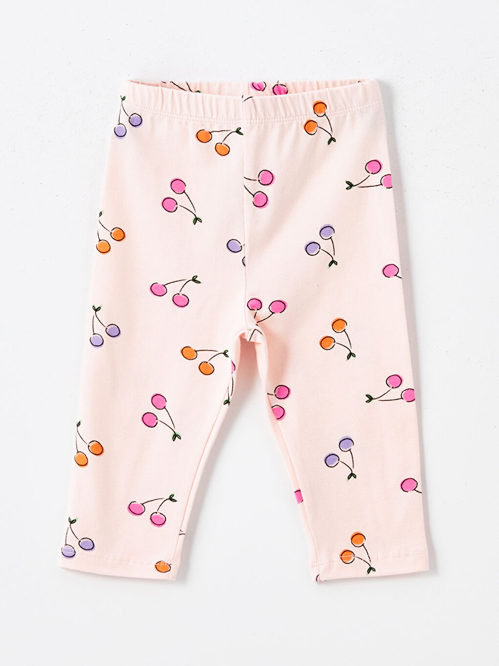 Beyaz Bisiklet Yaka Baskılı Kısa Kollu Kız Bebek Tişört ve Tayt 2'li Takım-3