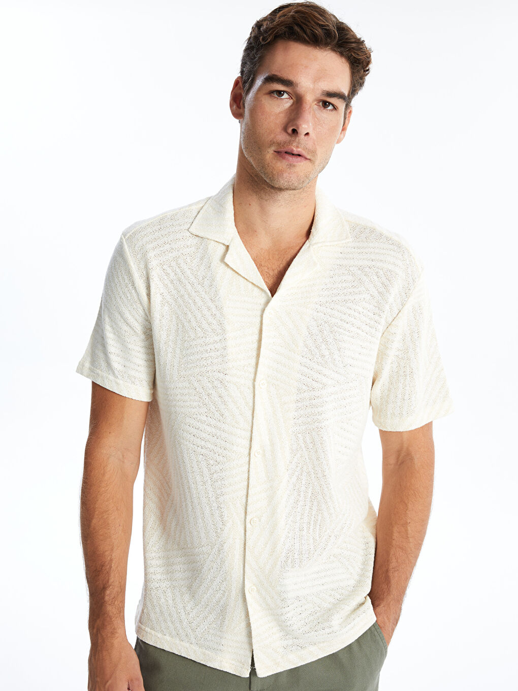Regular Fit Short Sleeve Patterned Men's Shirt -S4NF01Z8-R9J