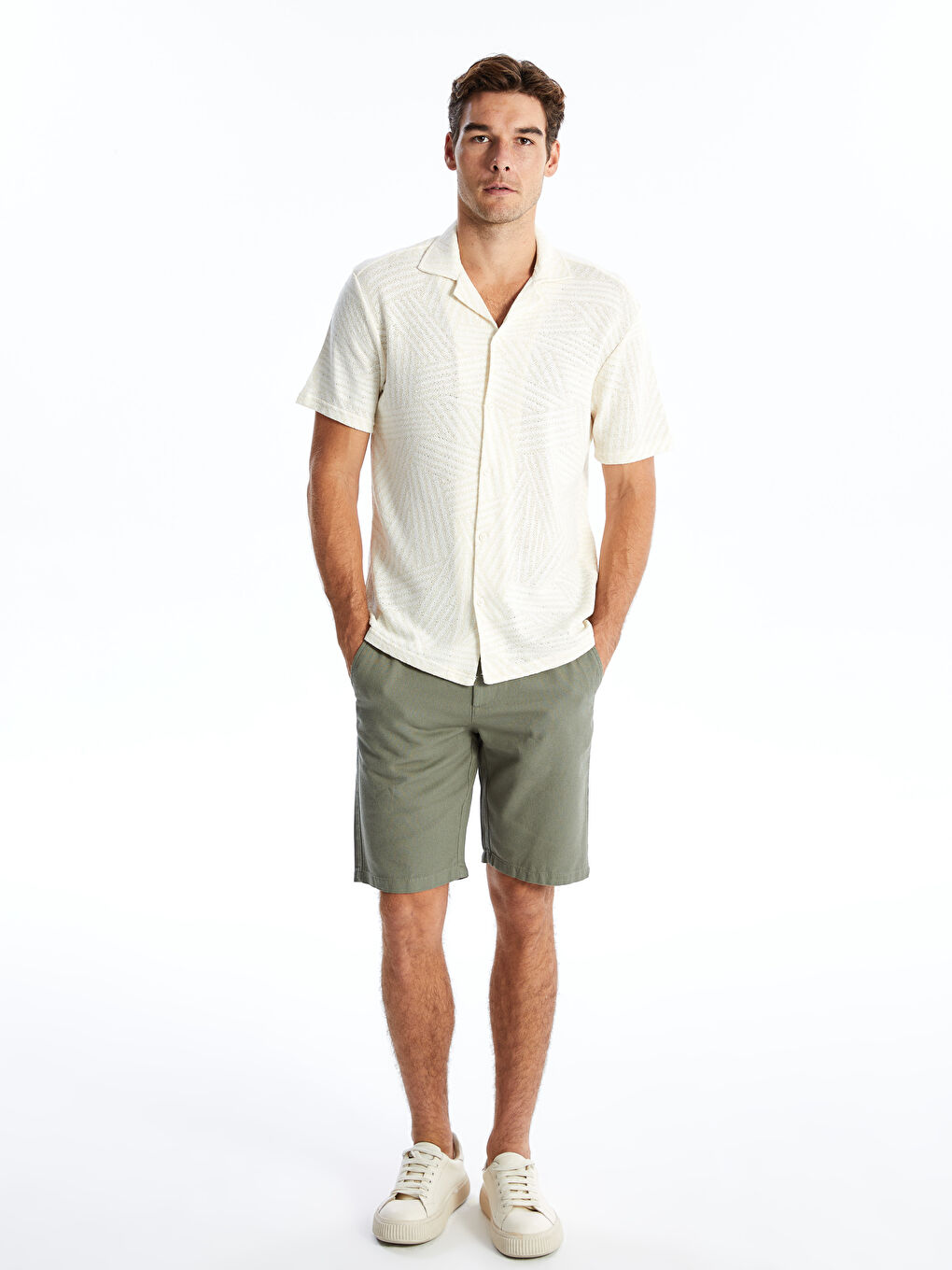 Regular Fit Short Sleeve Patterned Men's Shirt -S4NF01Z8-R9J