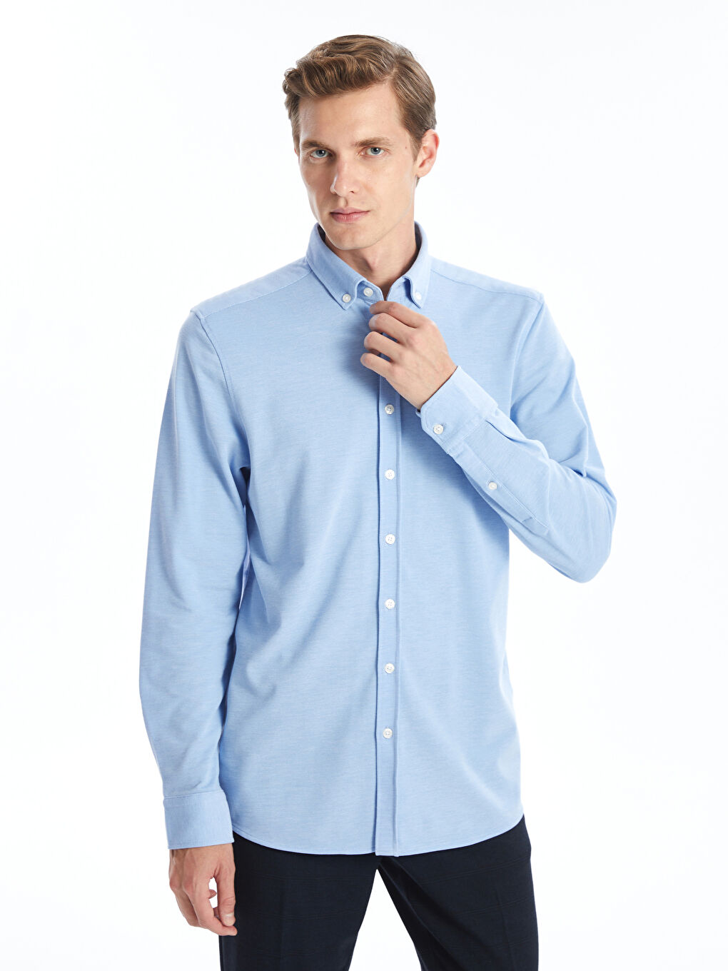 Slim Fit Long Sleeve Oxford Men's Shirt -S4NF19Z8-QKN