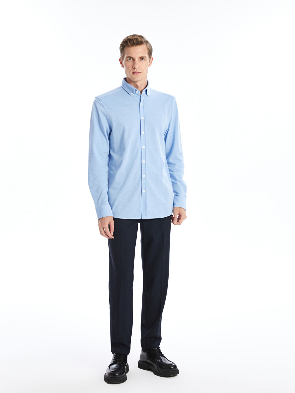 Slim Fit Long Sleeve Oxford Men's Shirt -S4NF19Z8-QKN
