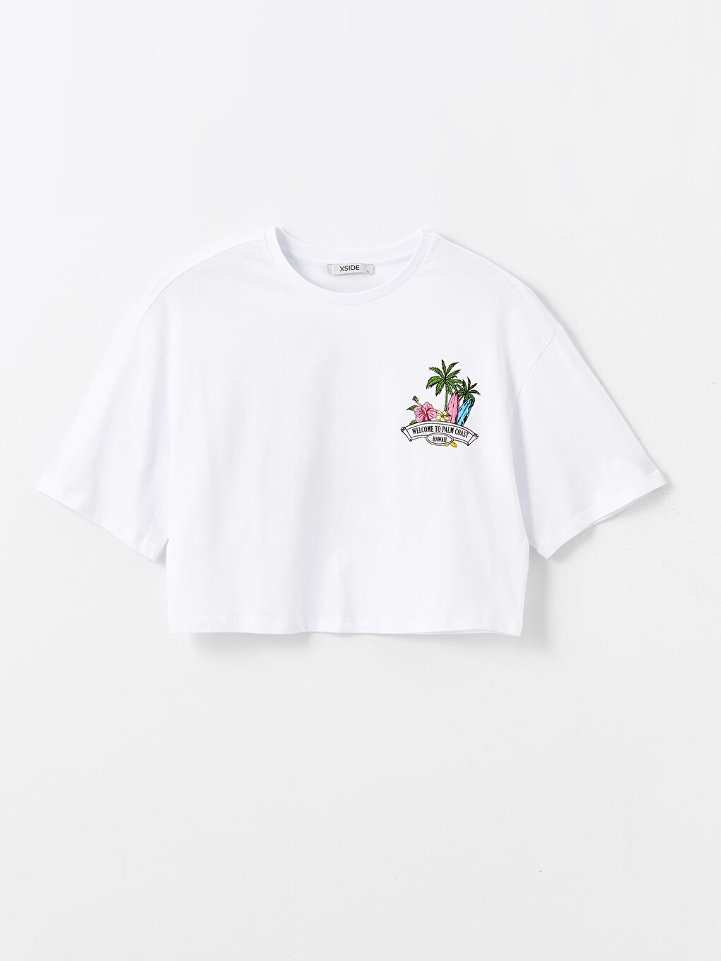 Crew Neck Printed Short Sleeve Oversize Women's Crop -S4NF26Z8-Q6K