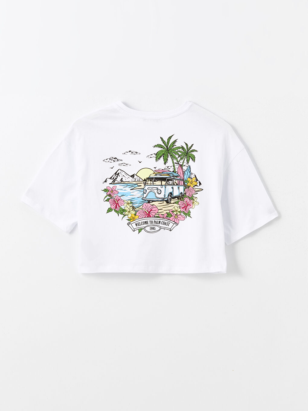 Crew Neck Printed Short Sleeve Oversize Women's Crop -S4NF26Z8-Q6K