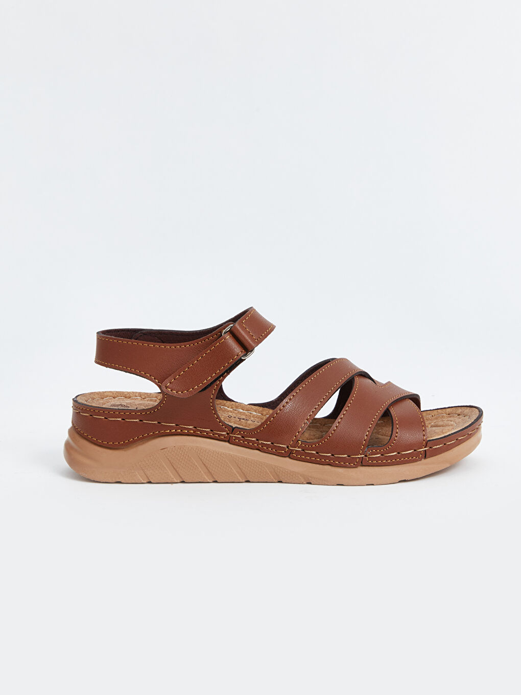 Kahverengi Cırt Cırtlı Kadın Sandalet-1