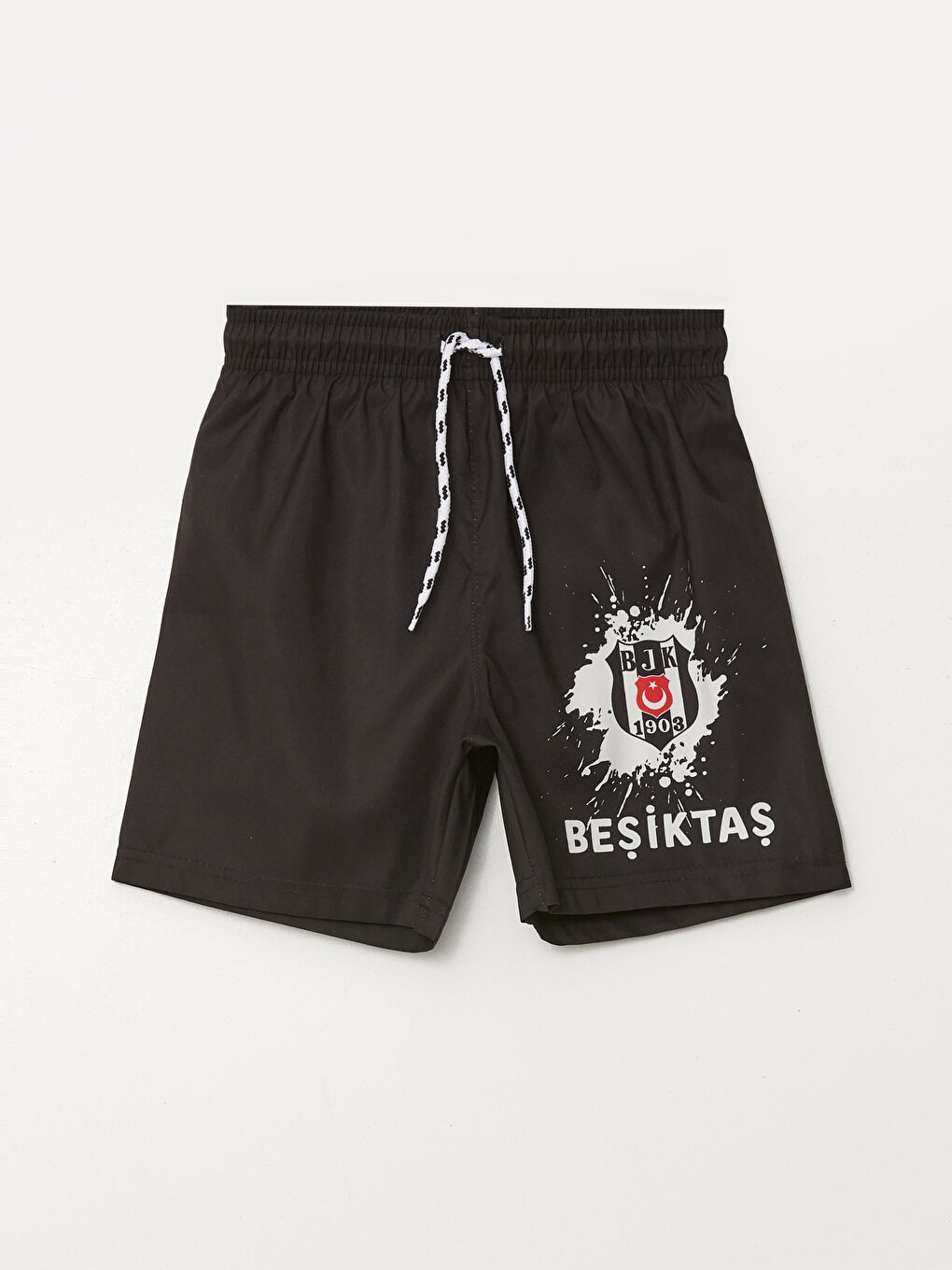 LCW Kids Yeni Siyah Beli Lastikli UV Korumalı Beşiktaş Baskılı Erkek Çocuk Deniz Şortu