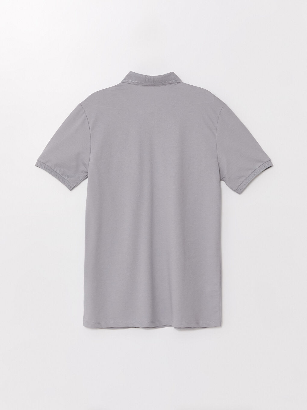 Gri Polo Yaka Kısa Kollu Pike Erkek Tişört-5