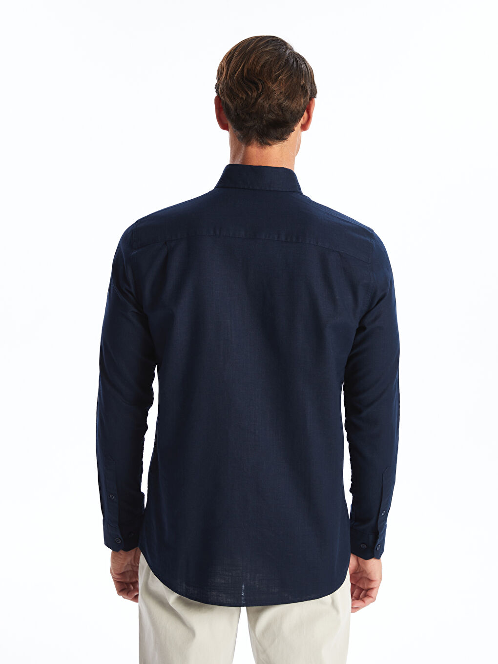 Muška košulja od mešavine lana standardnog kroja, dugih rukava-4