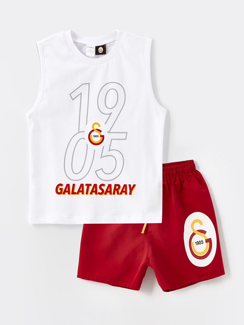 LCW baby Buxe Beyazı Bisiklet Yaka Galatasaray Baskılı Erkek Bebek Yüzme Takım