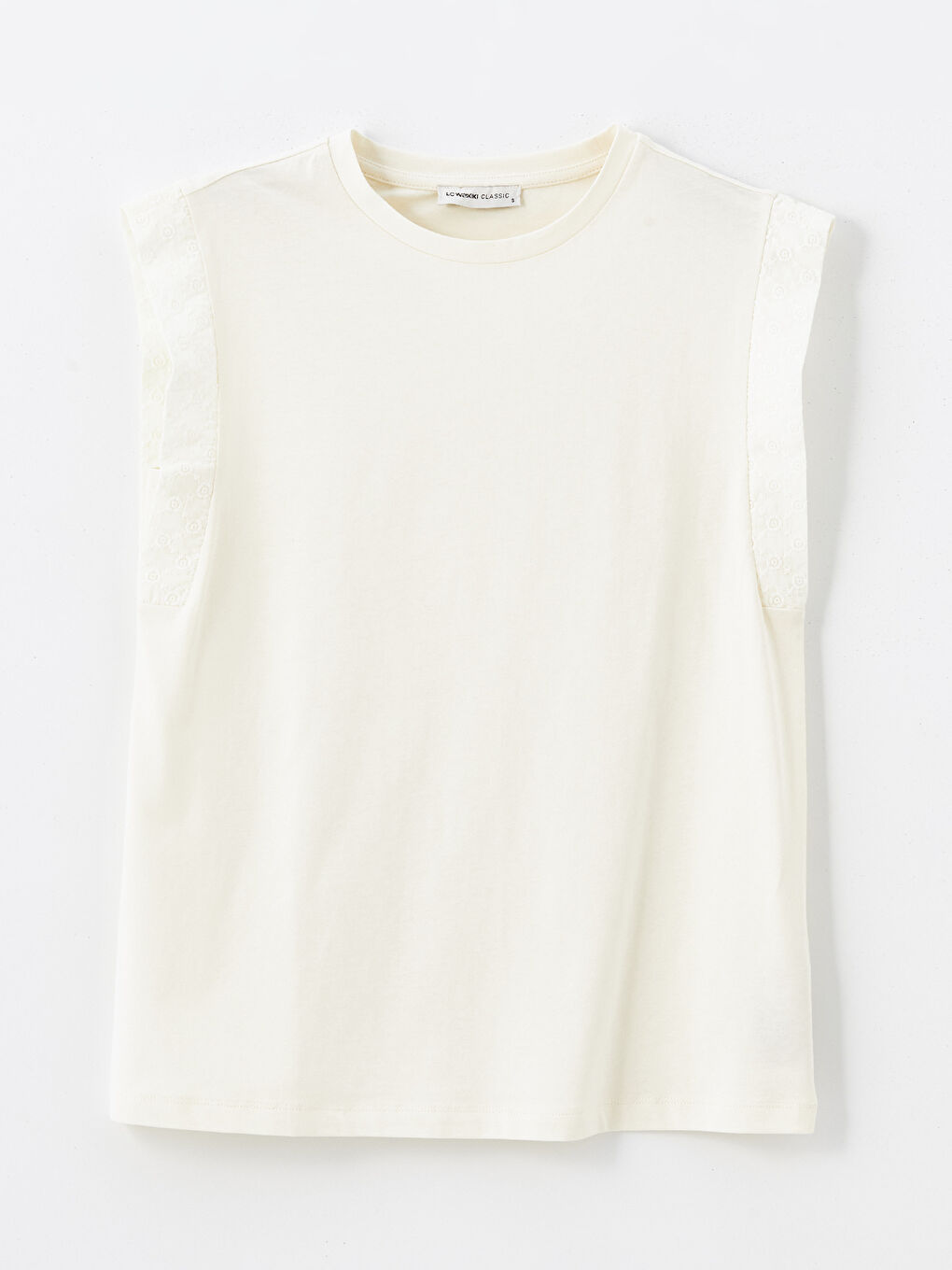 Ekru Kadın Bisiklet Yaka Düz Bluz-4