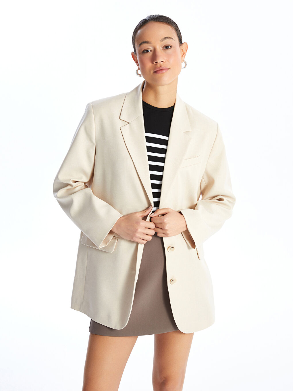 Regular Long Sleeve Women's Blazer Jacket -S4NH85Z8-Q6M