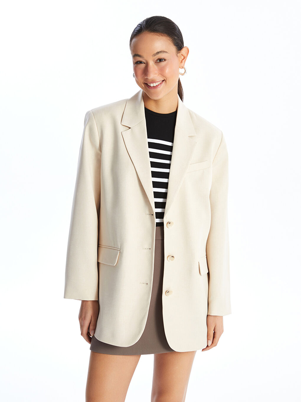 Regular Long Sleeve Women's Blazer Jacket -S4NH85Z8-Q6M