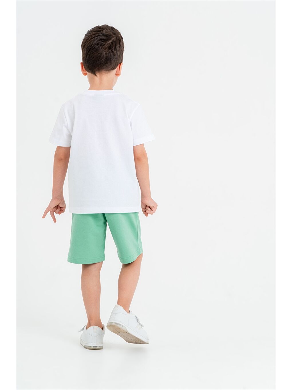 Yeşil Bisiklet Yaka Erkek Bebek Tişört ve Şort 2'li-3